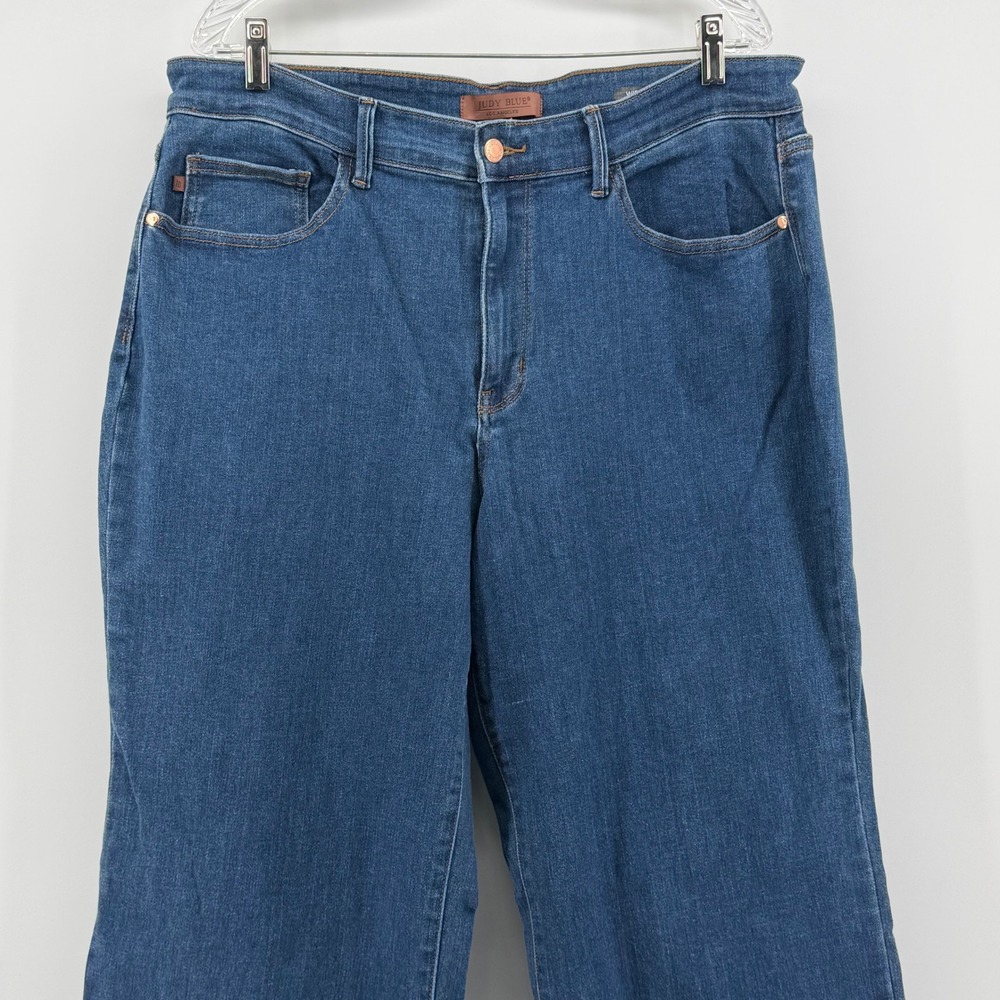 Judy Blue Womens High Rise Wide Leg Jeans Medium Wash Stretch Denim Size 18
